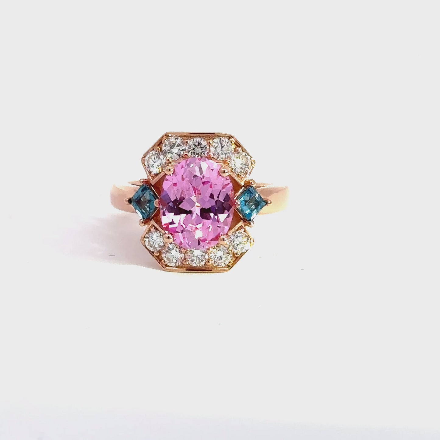 Azure Bloom – Pink & Blue Statement Ring