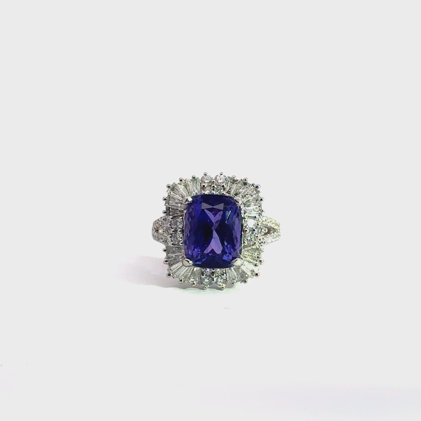 Elegant Purple Tanzanite and Diamond Ring