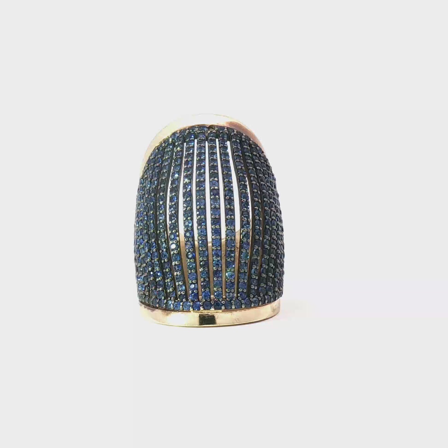 Solange Ring – Gold Cocktail with Deep Blue Sapphire Cabochons