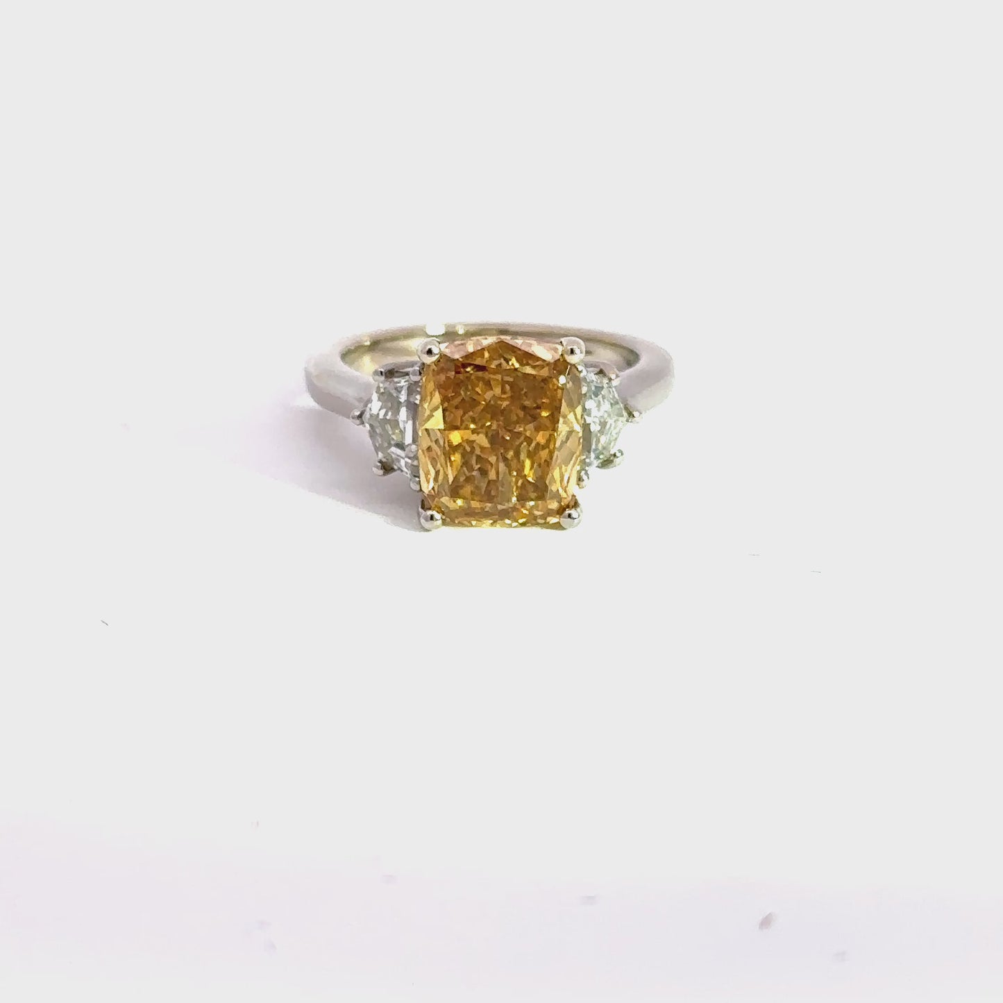 Cushion Modified Brilliant Yellow Diamond Engagement Ring