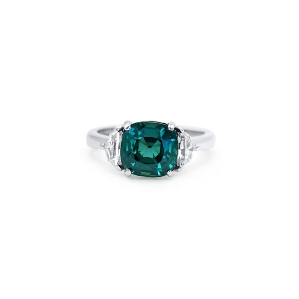 Asscher Emerald Ring with Trillions