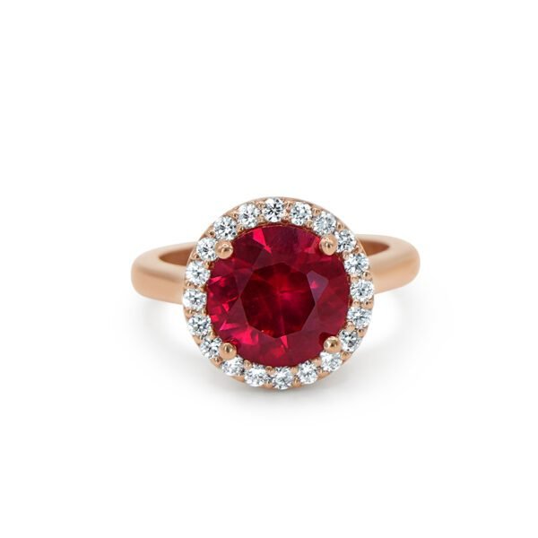 Ruby Halo Ring with Lab Diamonds