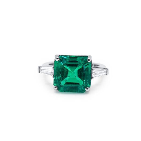 Colombian Emerald Ring with Baguettes