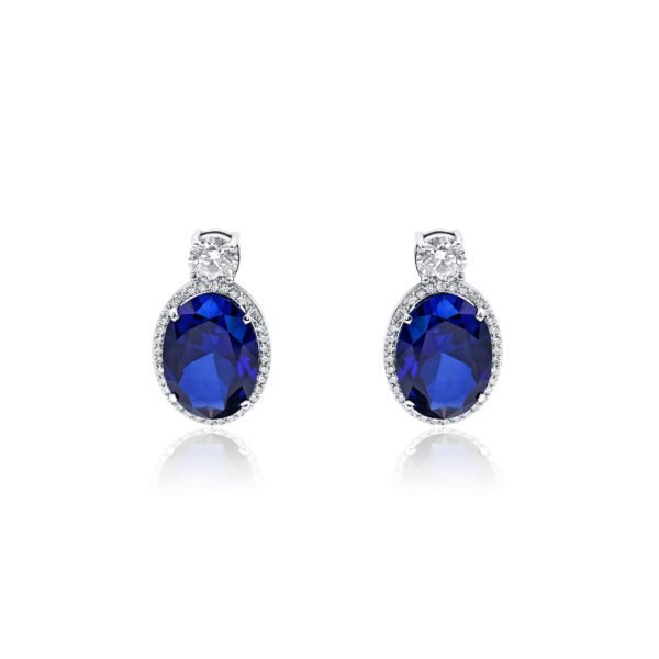 Sapphire Halo Drop Earrings