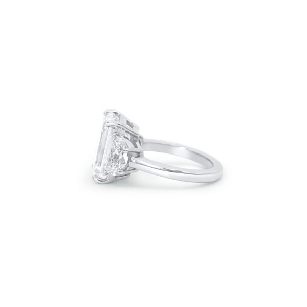 Emerald Cut Lab Diamond Ring with Half Moons - Image 2