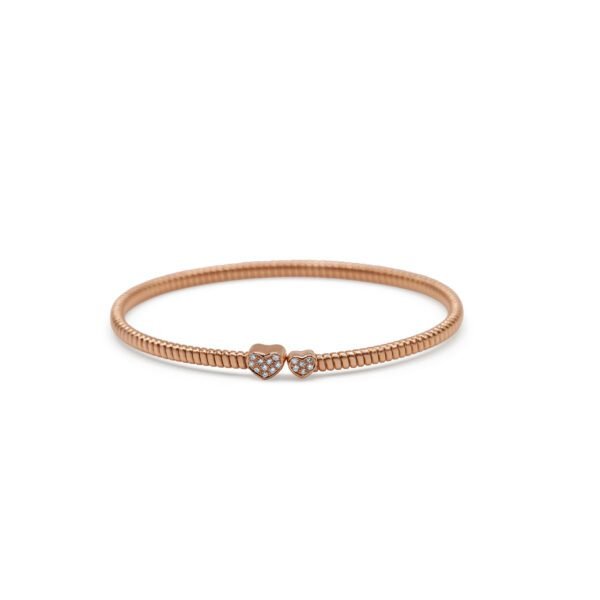 Rose Gold Double Heart Diamond Bracelet