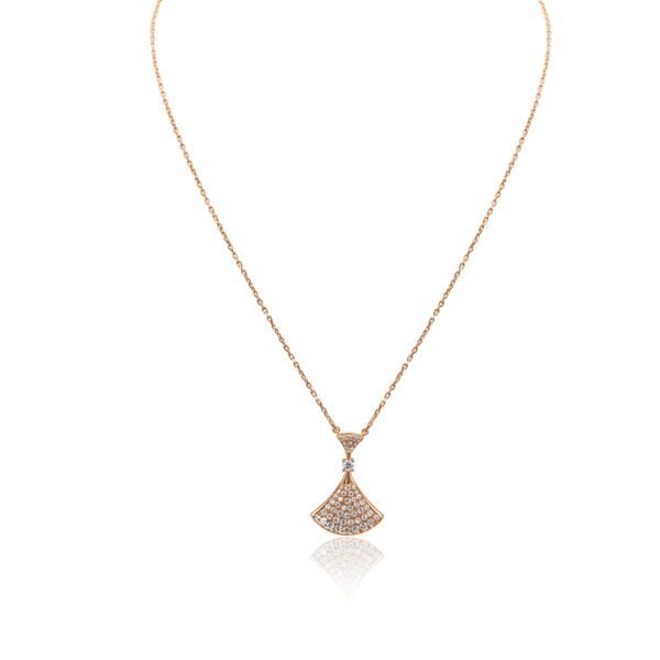 Fan Pave Necklace in Rose Gold